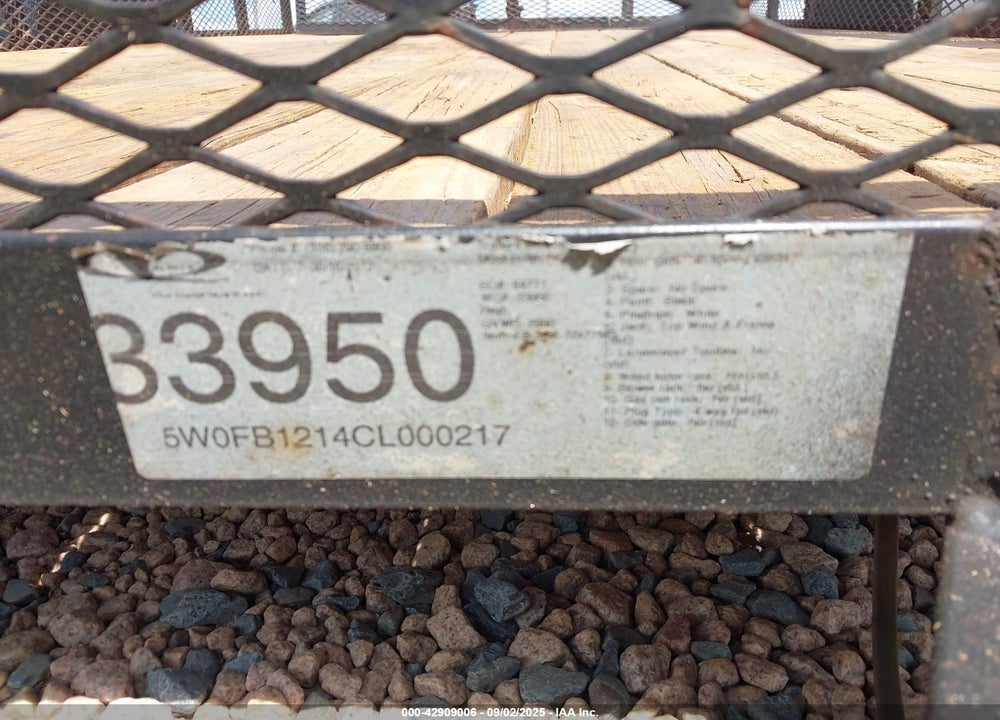 2012 KAUFMAN QUALITY UTILITY TRAILER VIN: 5W0FB1214CL000217