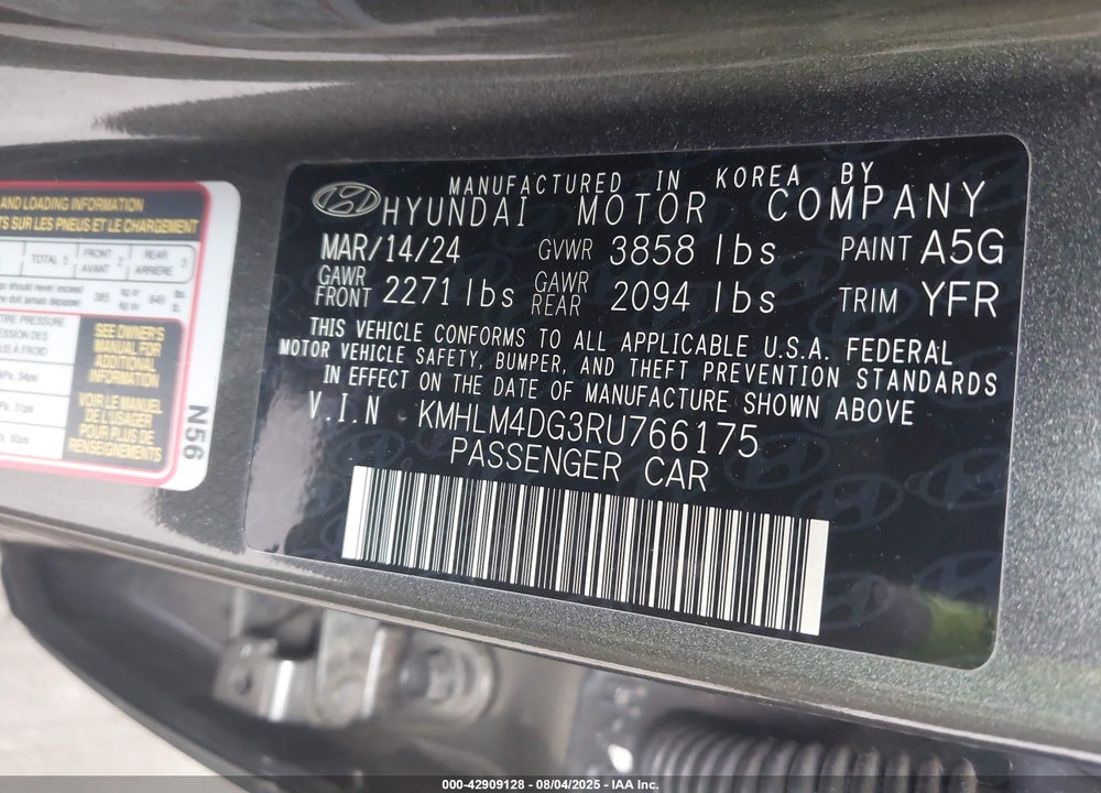2024 HYUNDAI ELANTRA SEL VIN: KMHLM4DG3RU766175