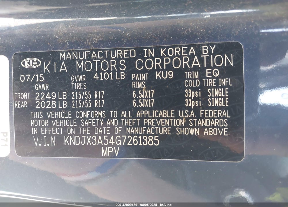 2016 KIA SOUL VIN: KNDJX3A54G7261385