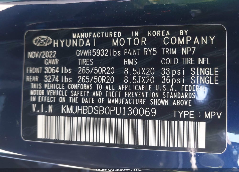 2023 GENESIS GV80 VIN: KMUHBDSB0PU130069