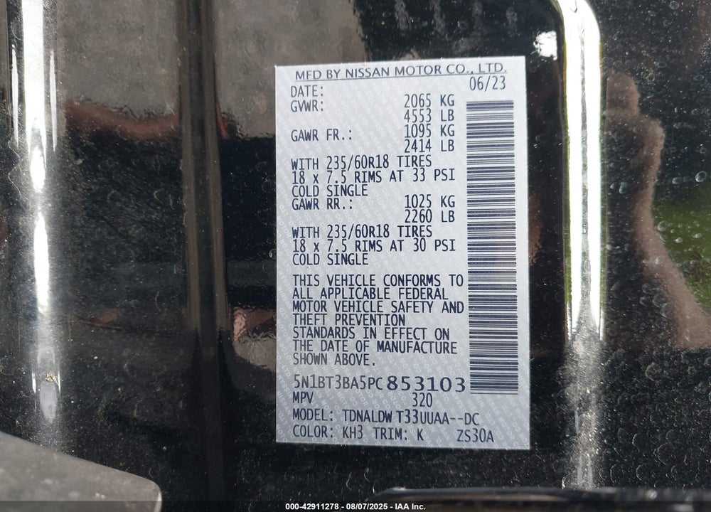2023 NISSAN ROGUE VIN: 5N1BT3BA5PC853103