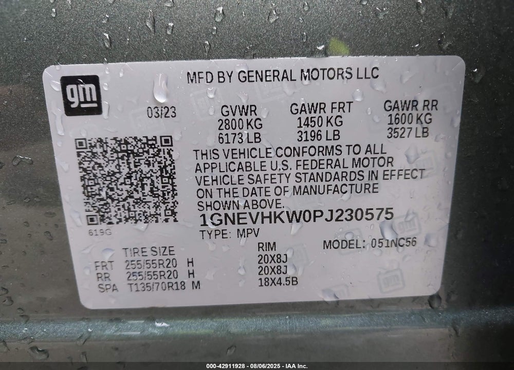 2023 CHEVROLET TRAVERSE VIN: 1GNEVHKW0PJ230575