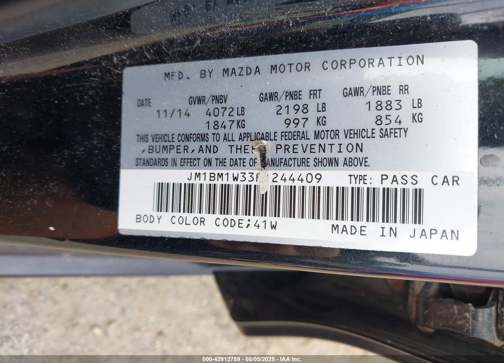 2015 MAZDA 3 S GRAND TOURING VIN: JM1BM1W33F1244409