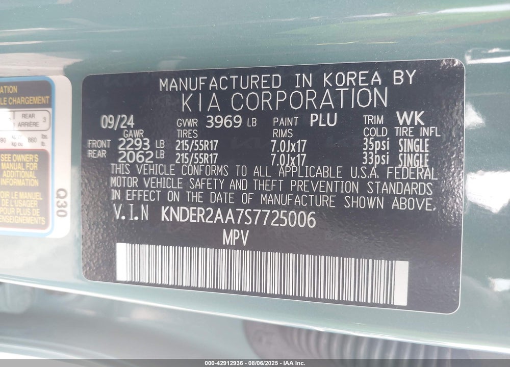 2025 KIA SELTOS EX VIN: KNDER2AA7S7725006