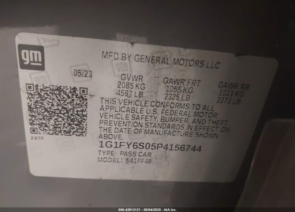2023 CHEVROLET BOLT EUV VIN: 1G1FY6S05P4156744