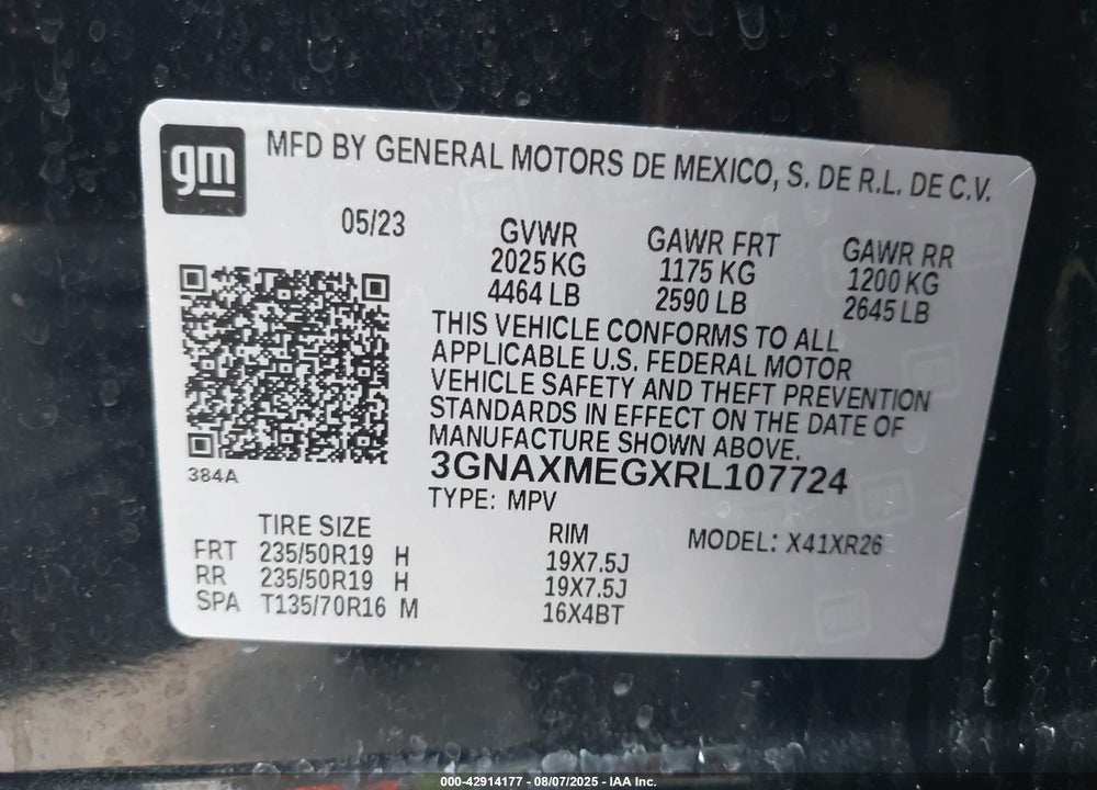 2024 CHEVROLET EQUINOX VIN: 3GNAXMEGXRL107724