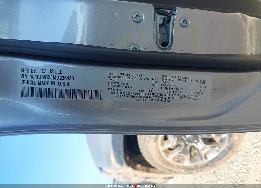 2021 JEEP CHEROKEE VIN: 1C4PJMBX6MD236423