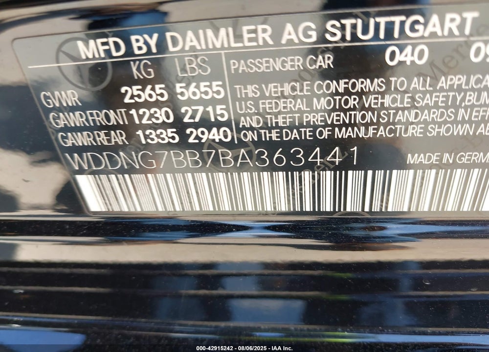 2011 MERCEDES-BENZ S 550 VIN: WDDNG7BB7BA363441