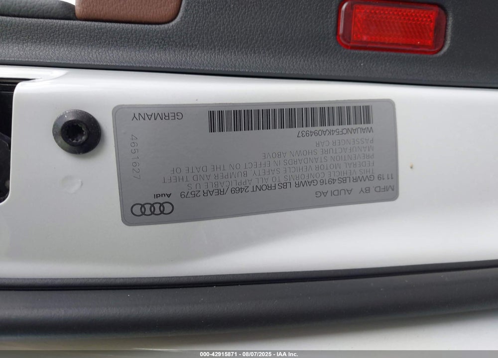 2019 AUDI A5 VIN: WAUANCF54KA094937
