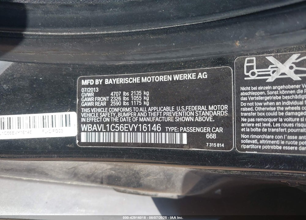 2014 BMW X1 VIN: WBAVL1C56EVY16146