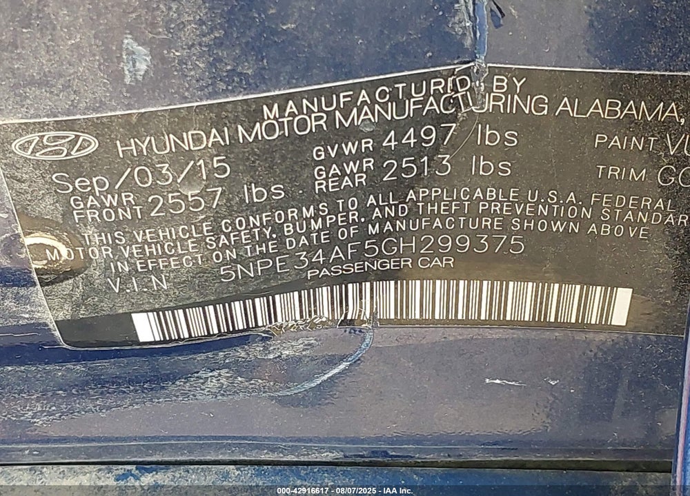 2016 HYUNDAI SONATA LIMITED VIN: 5NPE34AF5GH299375