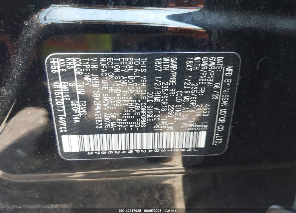 2023 NISSAN ROGUE VIN: JN8BT3BA2PW426873