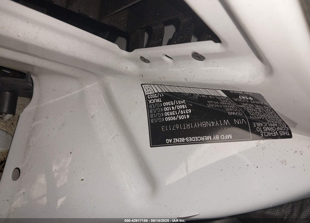 2024 MERCEDES-BENZ SPRINTER 2500 STANDARD ROOF 4-CYL DIESEL HO VIN: W1Y4NBHY1RT167113