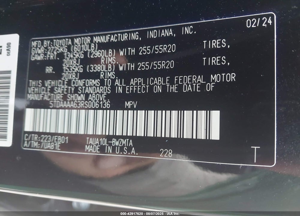 2024 LEXUS TX 350 VIN: 5TDAAAA63RS006136
