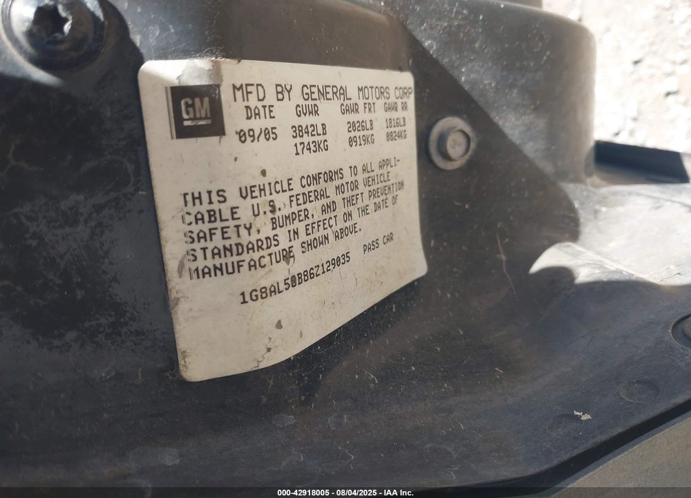2006 SATURN ION 3 VIN: 1G8AL58B86Z129035