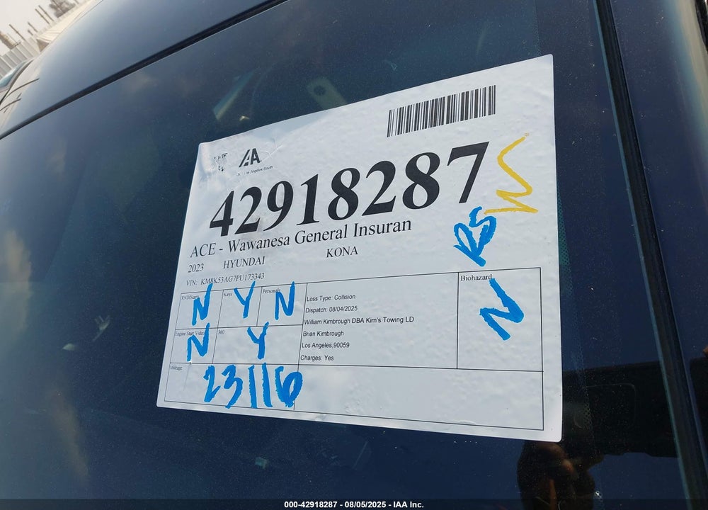 2023 HYUNDAI KONA VIN: KM8K53AG7PU173343
