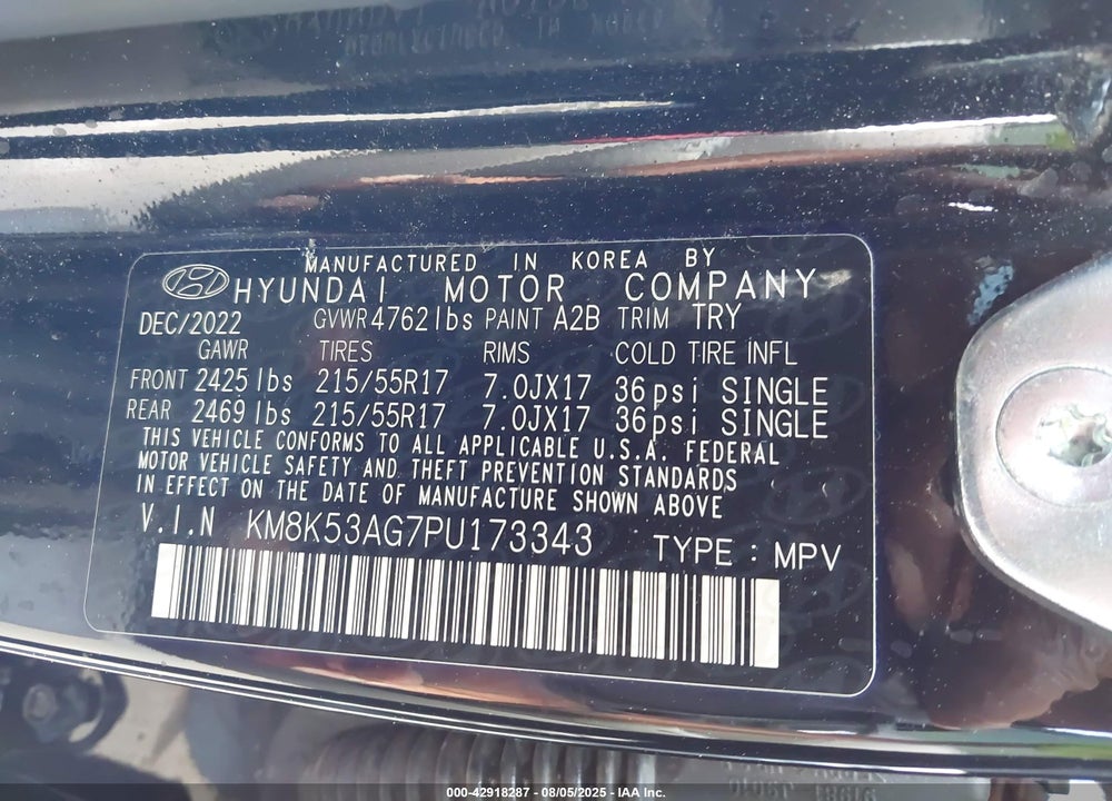 2023 HYUNDAI KONA VIN: KM8K53AG7PU173343