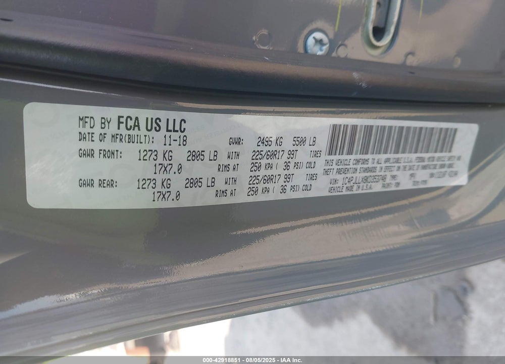 2019 JEEP CHEROKEE VIN: 1C4PJLLX8KD353748