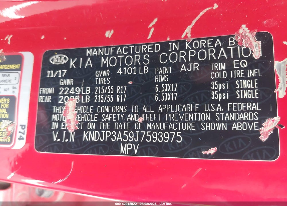 2018 KIA SOUL VIN: KNDJP3A59J7593975