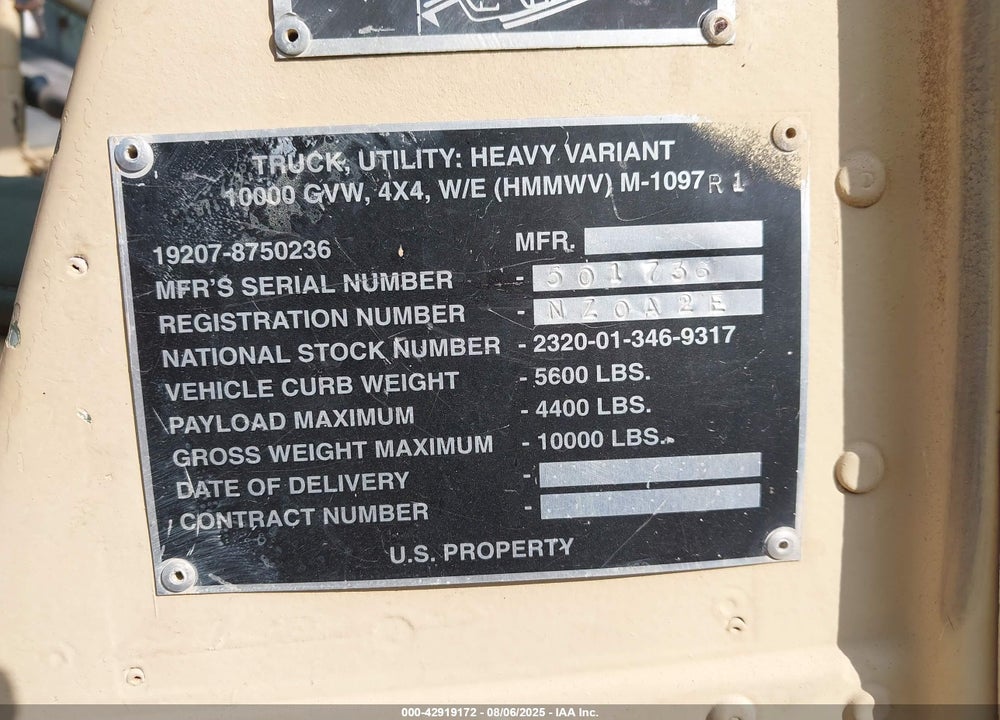 2005 AM GENERAL HUMMER VIN: 501736