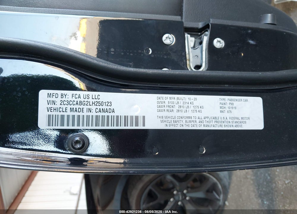 2020 CHRYSLER 300 VIN: 2C3CCABG2LH250123