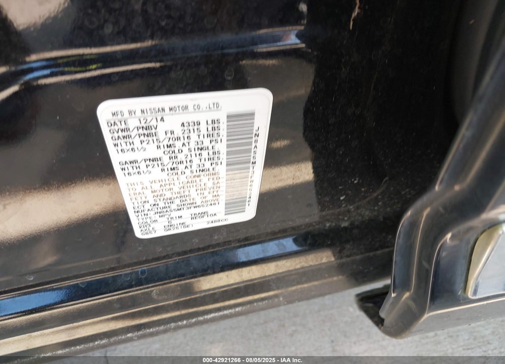 2015 NISSAN ROGUE SELECT S VIN: JN8AS5MT3FW652461