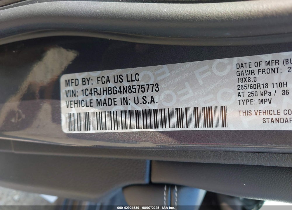 2022 JEEP GRAND CHEROKEE LIMITED 4X4 VIN: 1C4RJHBG4N8575773