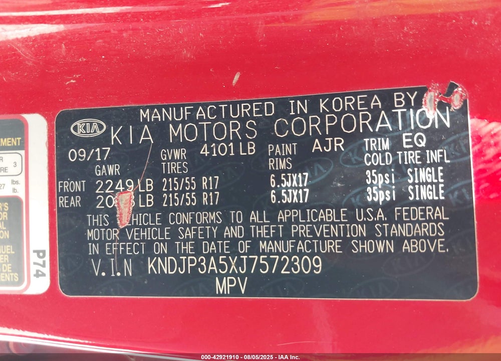 2018 KIA SOUL VIN: KNDJP3A5XJ7572309