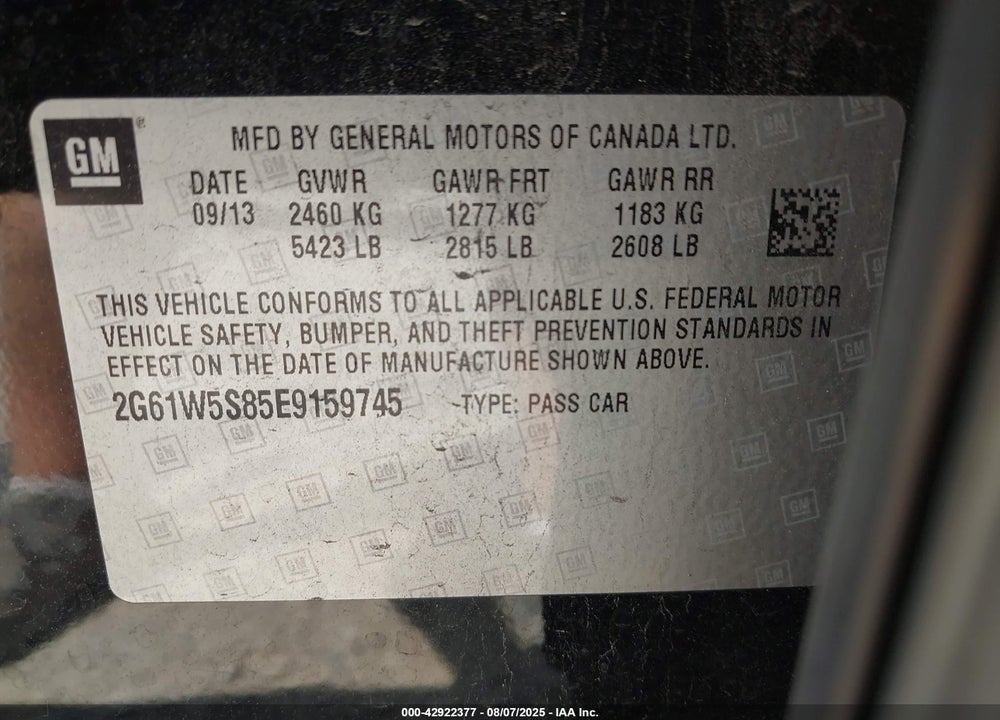2014 CADILLAC XTS VIN: 2G61W5S85E9159745