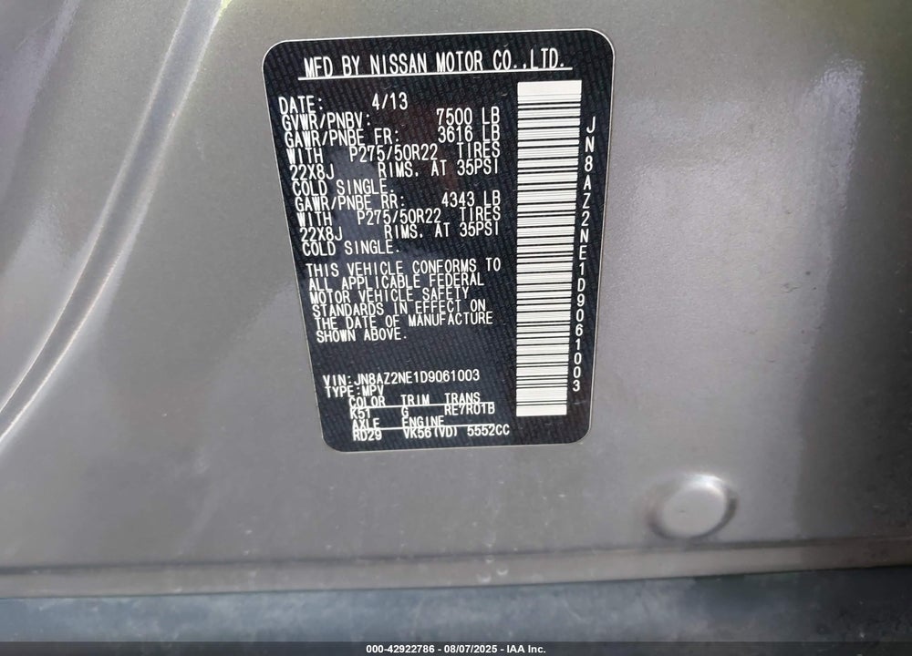2013 INFINITI QX56 VIN: JN8AZ2NE1D9061003