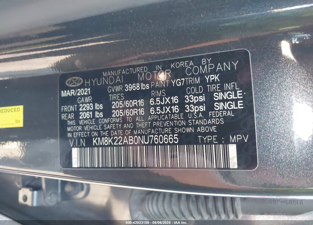 2022 HYUNDAI KONA SE VIN: KM8K22AB0NU760665