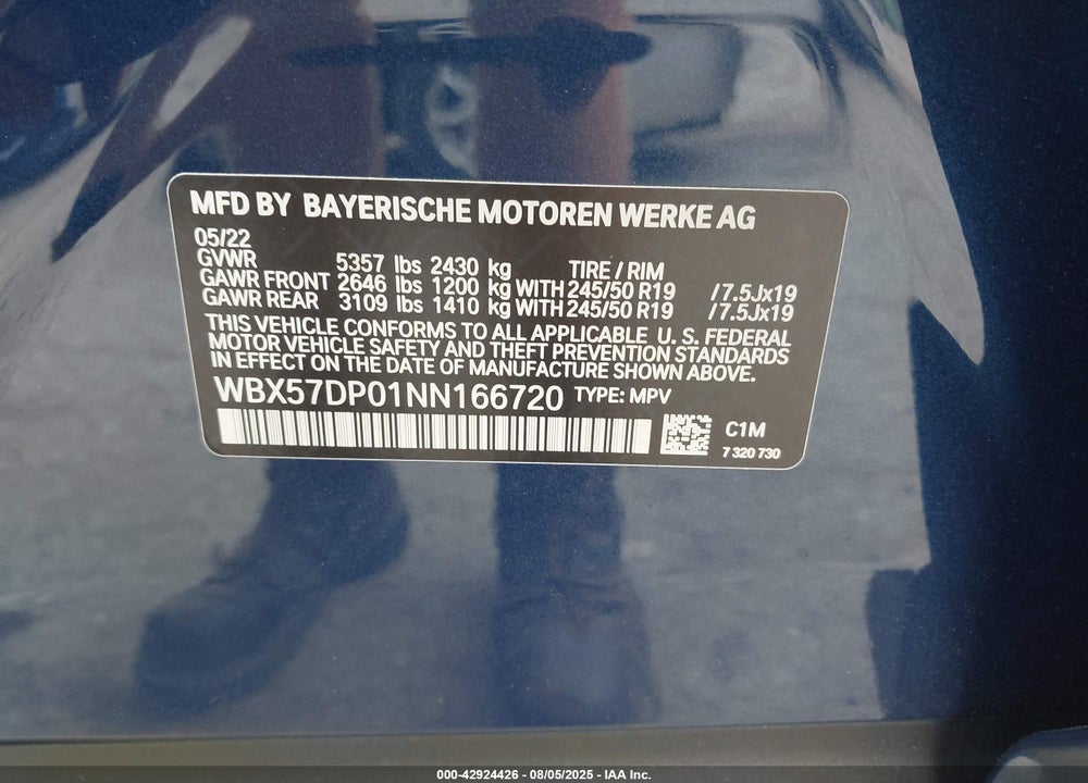 2022 BMW X3 VIN: WBX57DP01NN166720