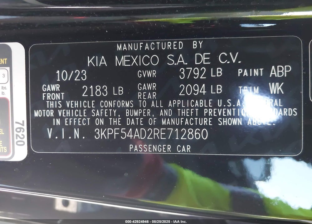 2024 KIA FORTE VIN: 3KPF54AD2RE712860