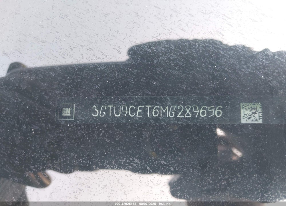2021 GMC SIERRA 1500 VIN: 3GTU9CET6MG289656