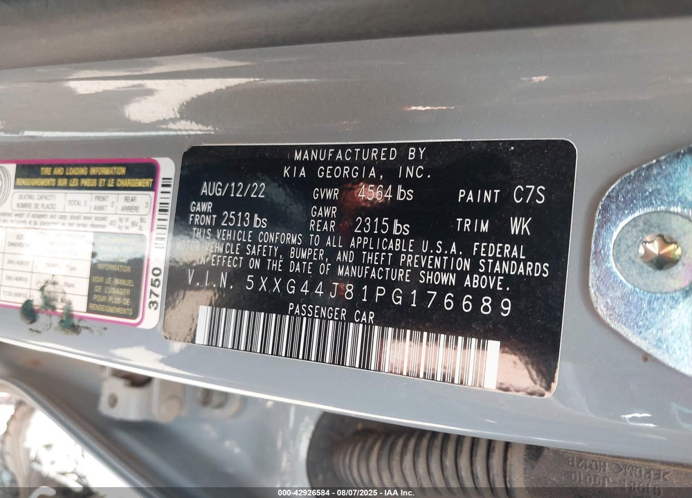 2023 KIA K5 VIN: 5XXG44J81PG176689
