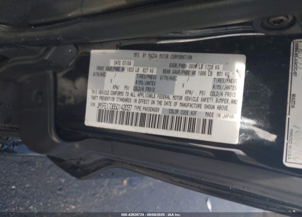 2005 MAZDA RX-8 6 SPEED MANUAL VIN: JM1FE173650142037