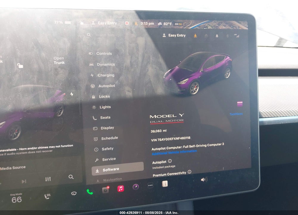 2022 TESLA MODEL Y VIN: 7SAYGDEFXNF460118