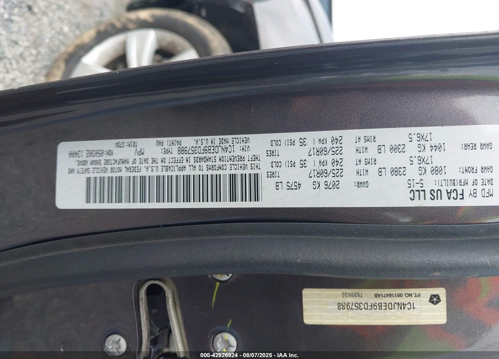 2015 JEEP COMPASS VIN: 1C4NJDEB9FD357988