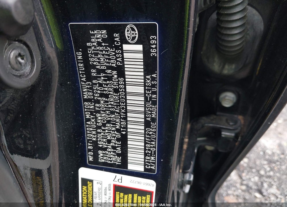 2014 TOYOTA CAMRY SE VIN: 4T1BF1FK3EU305896