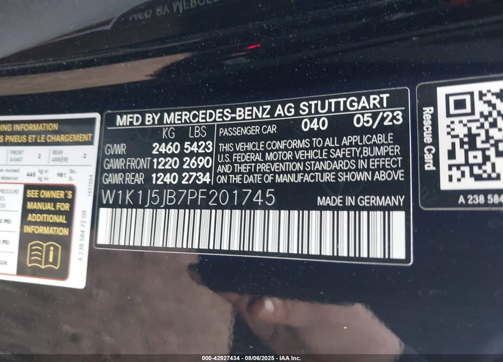 2023 MERCEDES-BENZ E 450 VIN: W1K1J5JB7PF201745