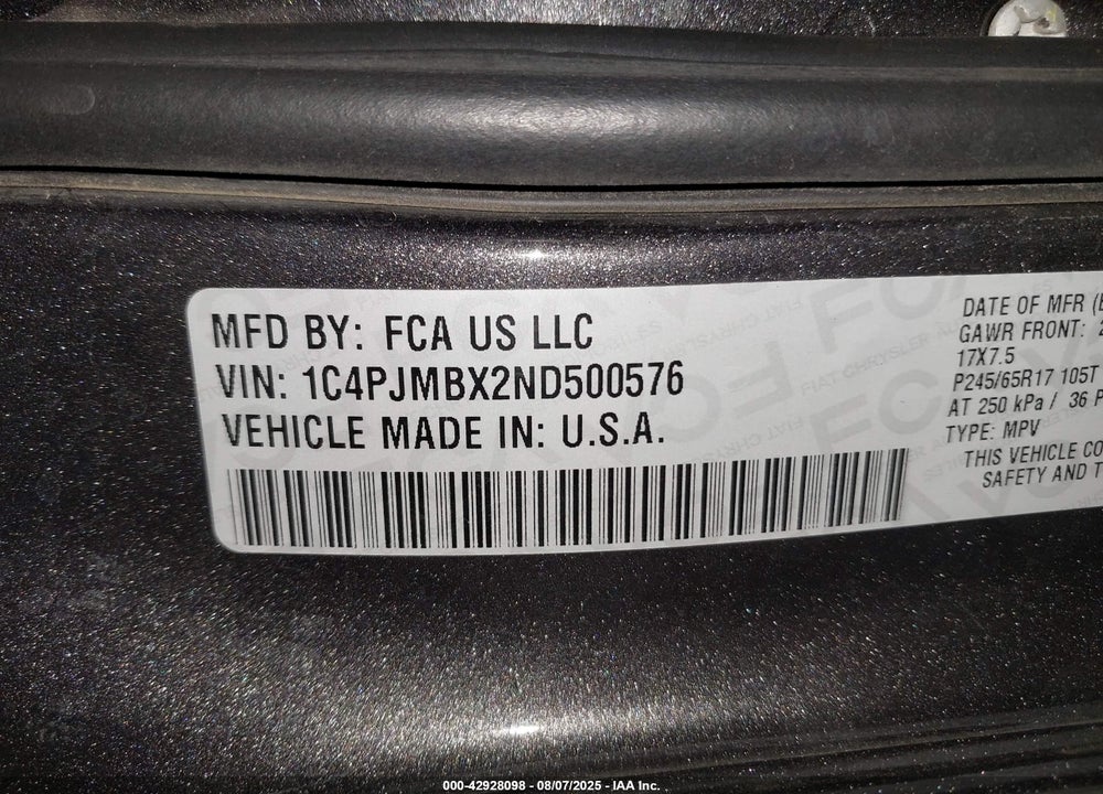 2022 JEEP CHEROKEE VIN: 1C4PJMBX2ND500576