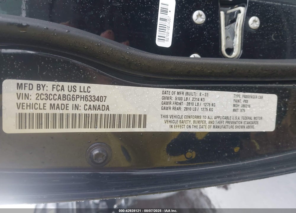 2023 CHRYSLER 300 300S VIN: 2C3CCABG6PH633407