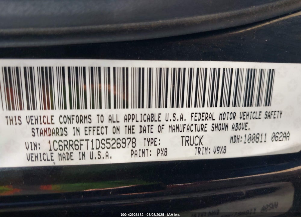 2013 RAM 1500 VIN: 1C6RR6FT1DS526978
