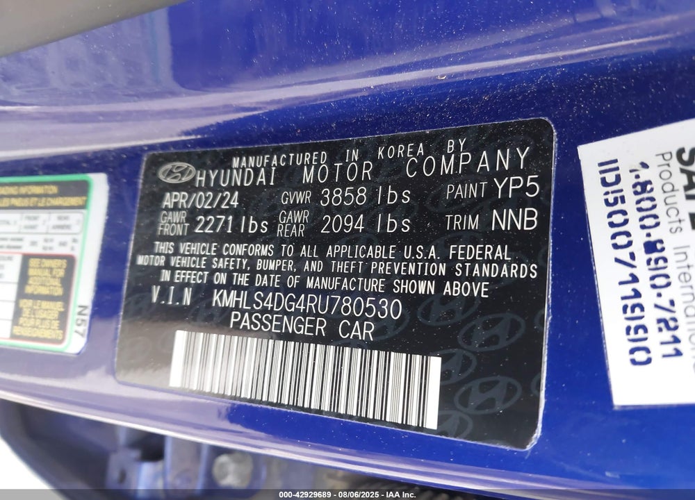 2024 HYUNDAI ELANTRA VIN: KMHLS4DG4RU780530