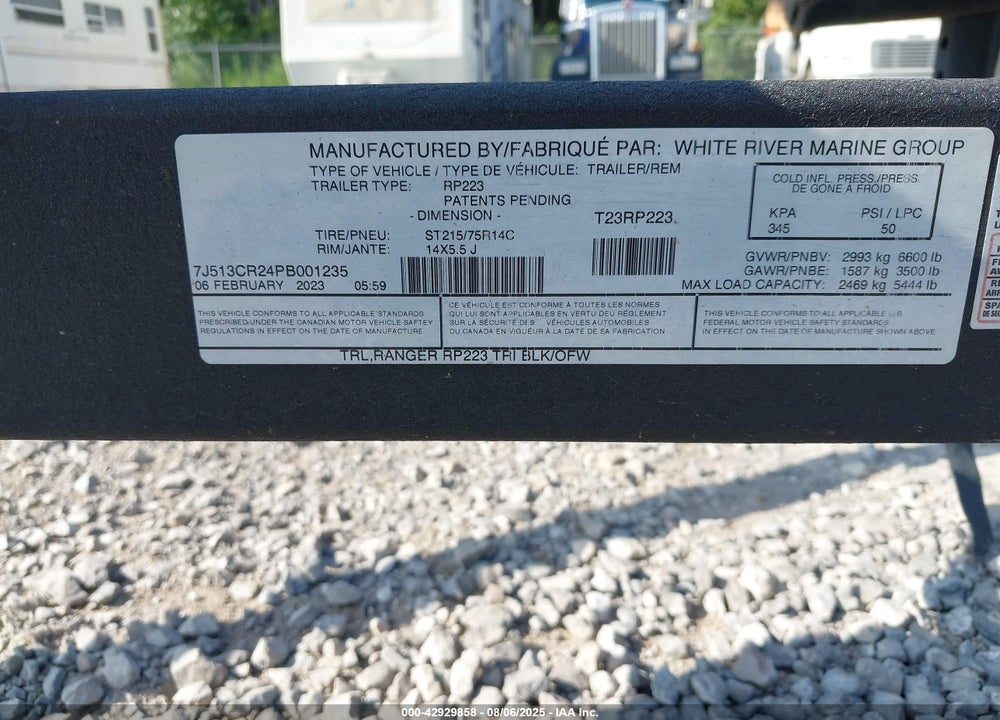 2023 WHITE RIVER MARINE GROUP MARINE GROUP VIN: 7J513CR24PB001235