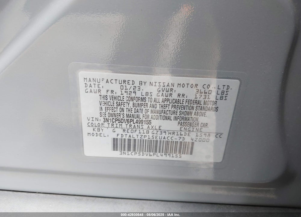 2023 NISSAN KICKS VIN: 3N1CP5DV6PL499155