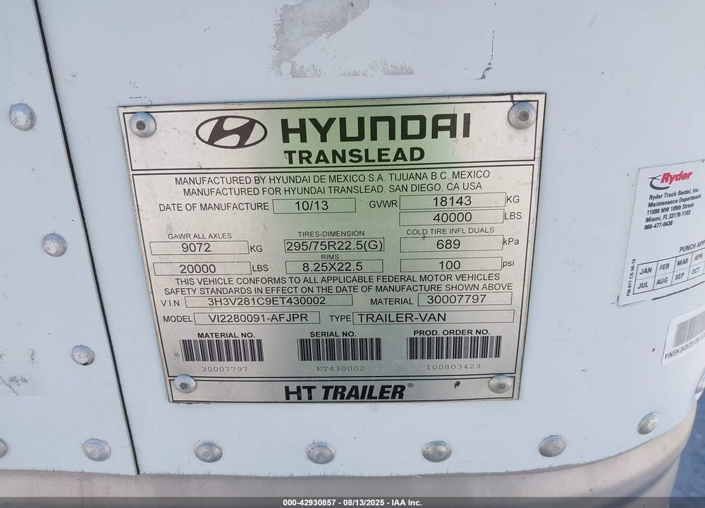 2014 HYUNDAI TRANSLEAD INC --- VIN: 3H3V281C9ET430002
