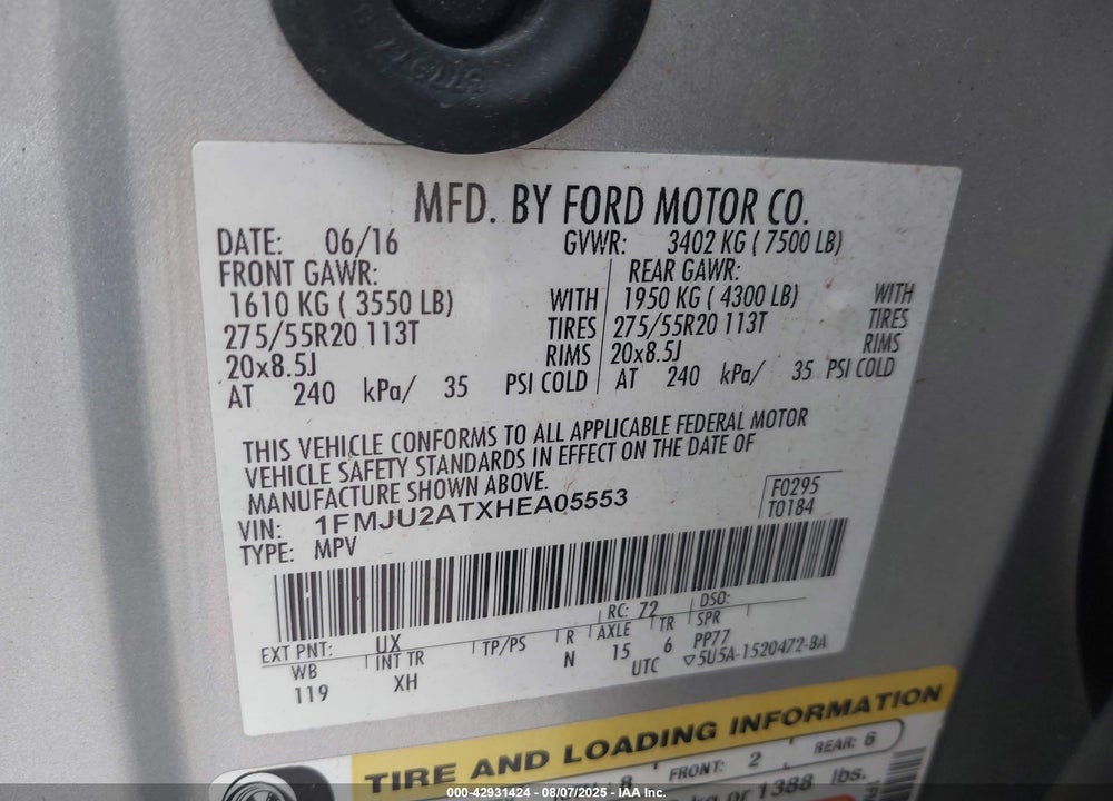 2017 FORD EXPEDITION VIN: 1FMJU2ATXHEA05553
