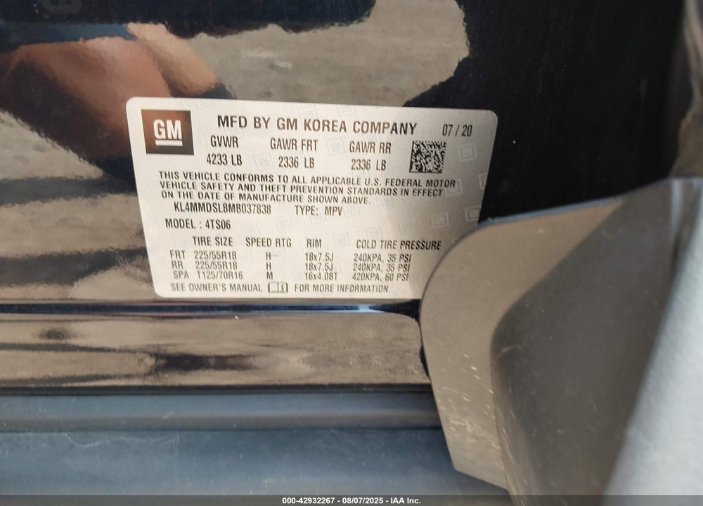 2021 BUICK ENCORE GX VIN: KL4MMDSL8MB037838