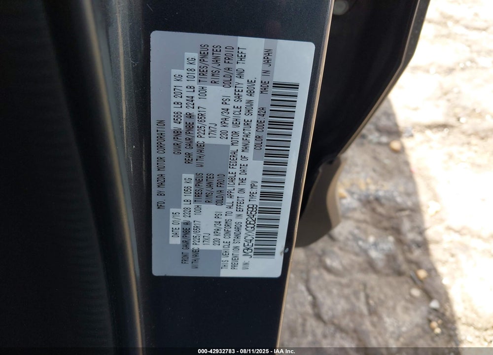 2016 MAZDA CX-5 VIN: JM3KE4CYXG0624599